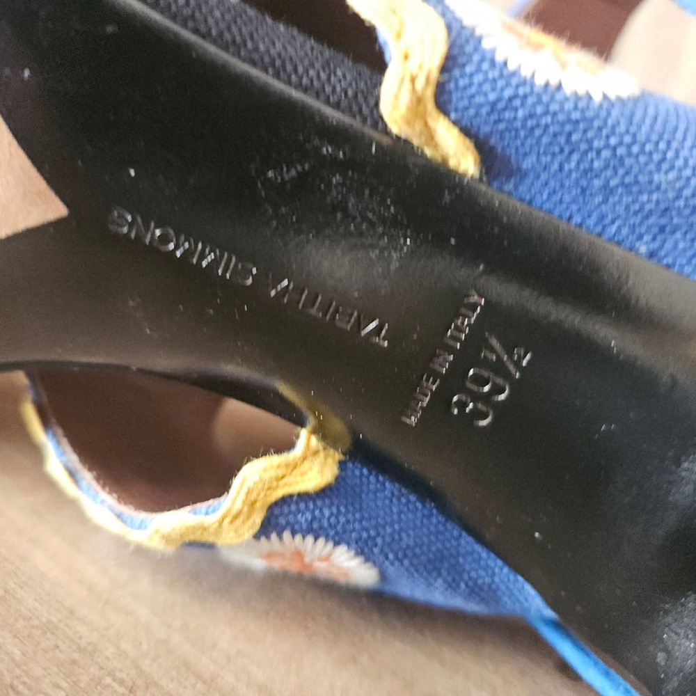 Tabitha Simmons Aimee Double-Strap Embroidered Block Heel Sandals Floral 39.5 - Picture 5 of 5